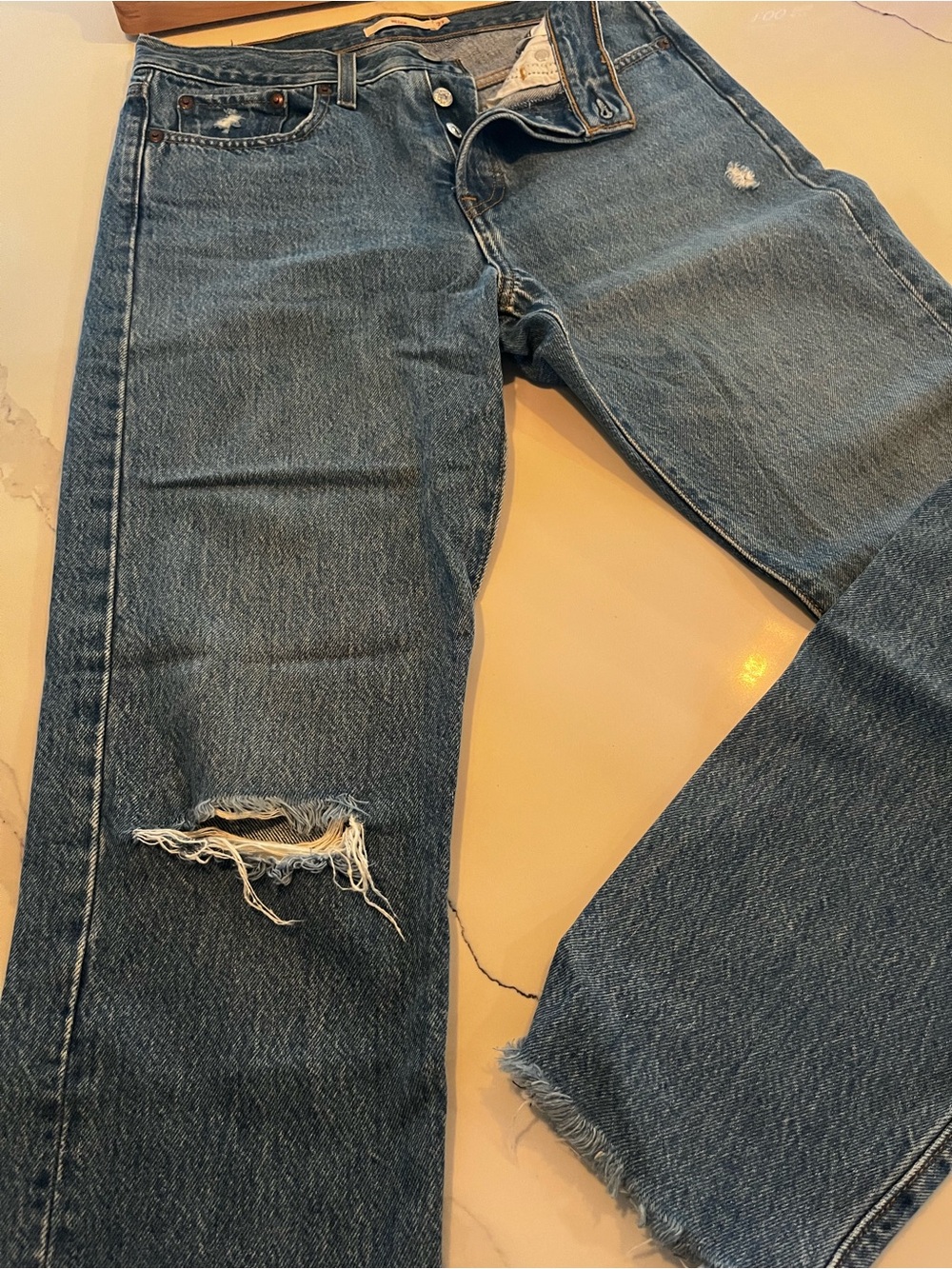 Levi's Blue Ripped Ankle Crop Jeans - Picture 4 of 4